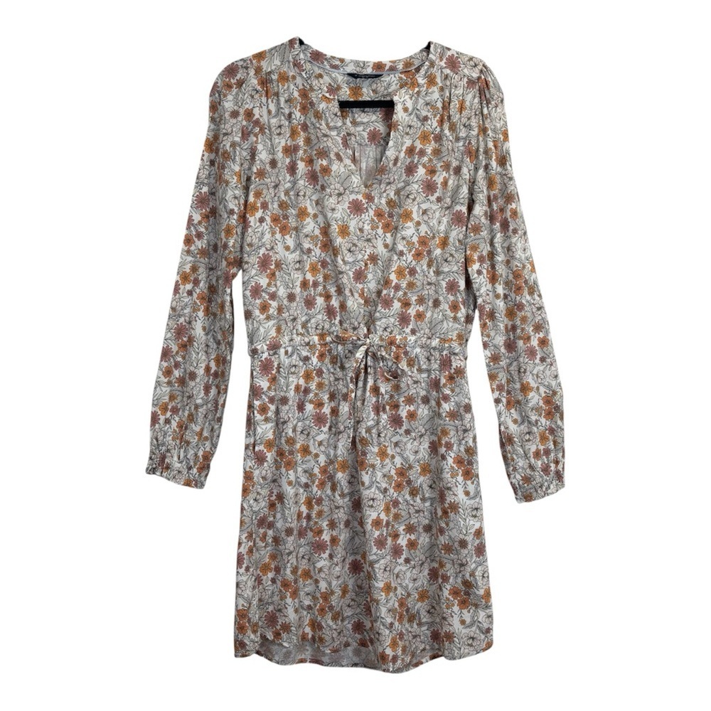 Denver Hayes Autum Floral Tie Waist Elastic Long Sleeves Size M Pockets Boho - Picture 2 of 15